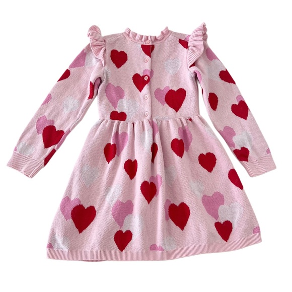 BEAUTIFUL Janie & Jack Kids Knit Pink Heart Sweater Dress | Girls 4T - Picture 3 of 8